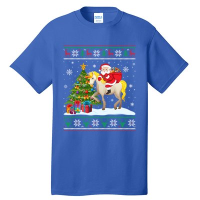 Ugly Christmas Sweater Party Santa Claus Riding Unicorn Cute Gift Tall T-Shirt