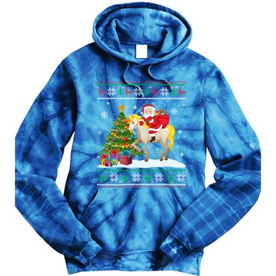 Ugly Christmas Sweater Party Santa Claus Riding Unicorn Cute Gift Tie Dye Hoodie