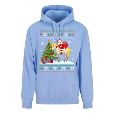 Ugly Christmas Sweater Party Santa Claus Riding Unicorn Cute Gift Unisex Surf Hoodie