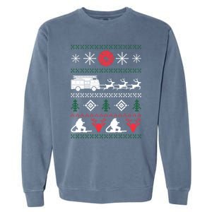 Ugly Christmas Sweater Design For A Firefighter Gift Garment-Dyed Sweatshirt