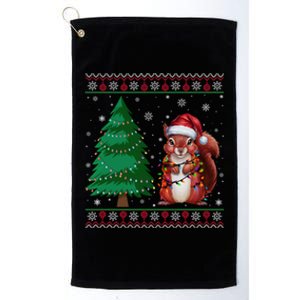 Ugly Christmas Style Xmas Lights Squirrel Lovers Gift Platinum Collection Golf Towel