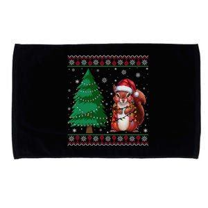 Ugly Christmas Style Xmas Lights Squirrel Lovers Gift Microfiber Hand Towel