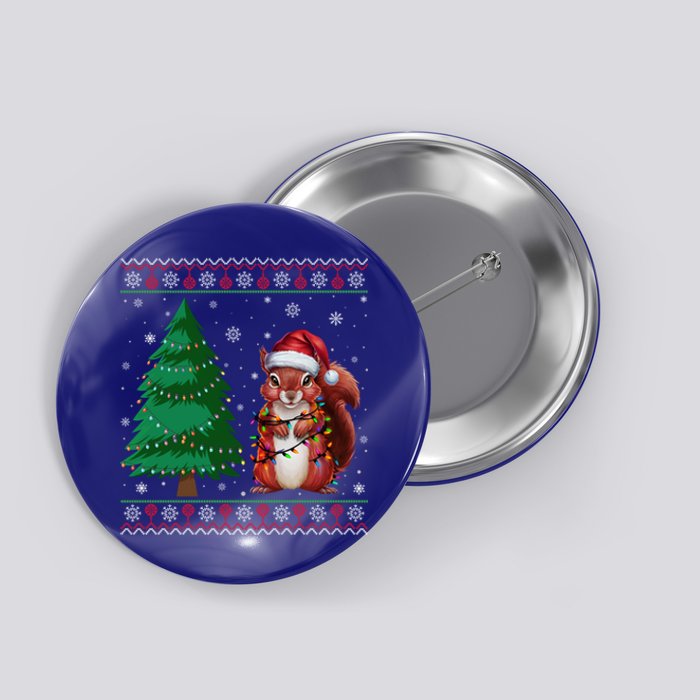 Ugly Christmas Style Xmas Lights Squirrel Lovers Gift Button