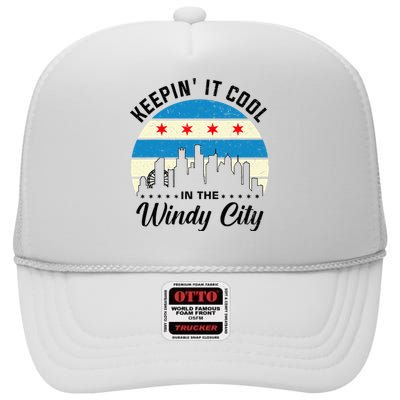 Unique Chicago Skyline Windy City 312 High Crown Mesh Back Trucker Hat