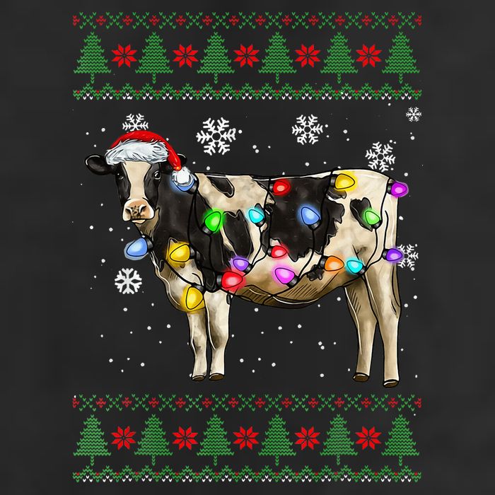 Ugly Christmas Sweater Cow Christmas Lights Sweater Light Up 7 Panel Mesh Trucker Snapback Hat