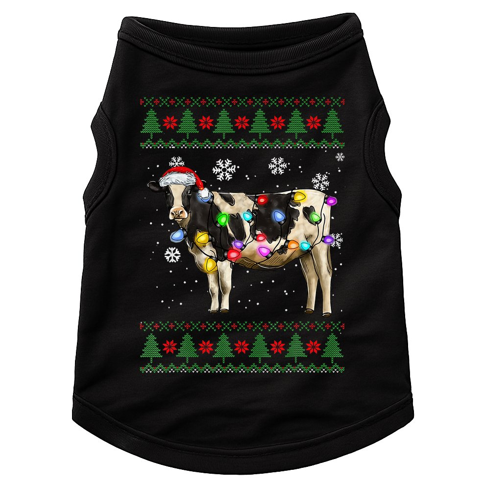 Ugly Christmas Sweater Cow Christmas Lights Sweater Light Up Doggie Tank