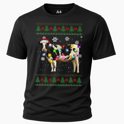 Ugly Christmas Sweater Cow Christmas Lights Sweater Light Up Performance Shirt