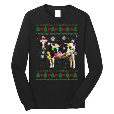 Ugly Christmas Sweater Cow Christmas Lights Sweater Light Up Long Sleeve Shirt