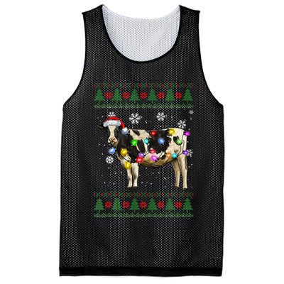 Ugly Christmas Sweater Cow Christmas Lights Sweater Light Up Mesh Reversible Basketball Jersey Tank