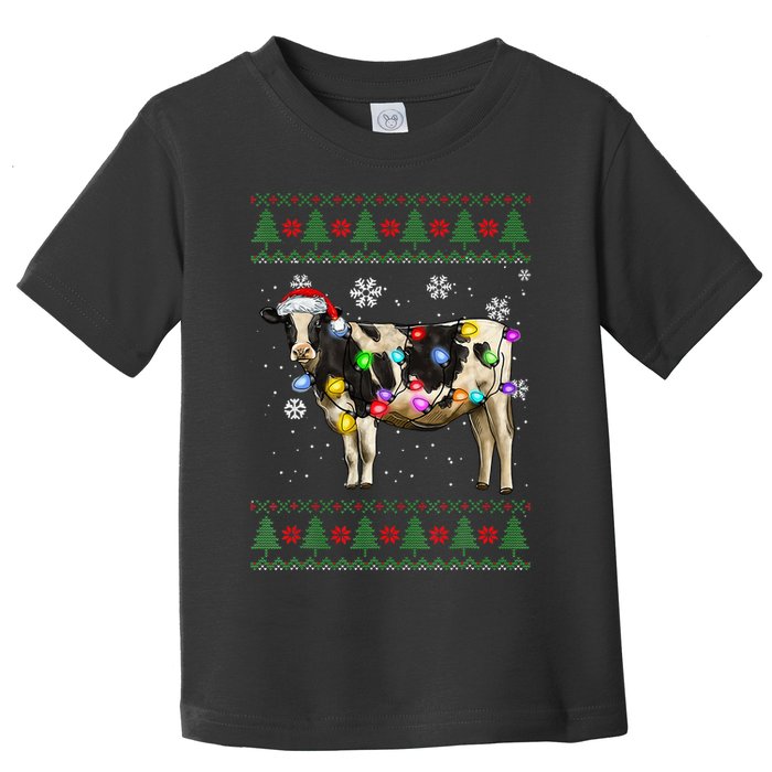 Ugly Christmas Sweater Cow Christmas Lights Sweater Light Up Toddler T-Shirt