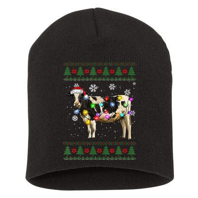 Ugly Christmas Sweater Cow Christmas Lights Sweater Light Up Short Acrylic Beanie