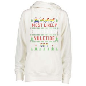 Ugly Christmas Sweater Most Likely To Make The Yuletide Gay Womens Funnel Neck Pullover Hood