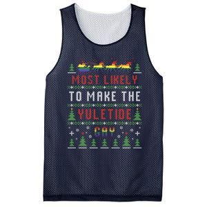 Ugly Christmas Sweater Most Likely To Make The Yuletide Gay Mesh Reversible Basketball Jersey Tank