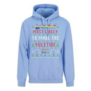 Ugly Christmas Sweater Most Likely To Make The Yuletide Gay Unisex Surf Hoodie