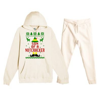 Ugly Christmas Sweater Son Of A Nutcracker Premium Hooded Sweatsuit Set