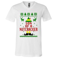 Ugly Christmas Sweater Son Of A Nutcracker V-Neck T-Shirt