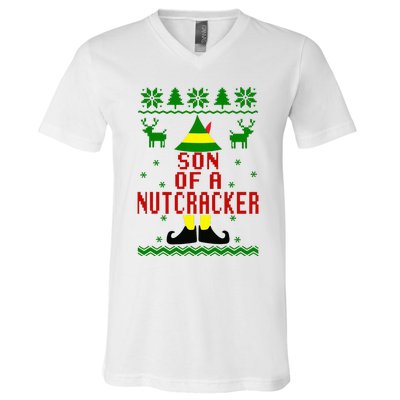 Ugly Christmas Sweater Son Of A Nutcracker V-Neck T-Shirt