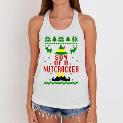 Ugly Christmas Sweater Son Of A Nutcracker Women's Knotted Racerback Tank