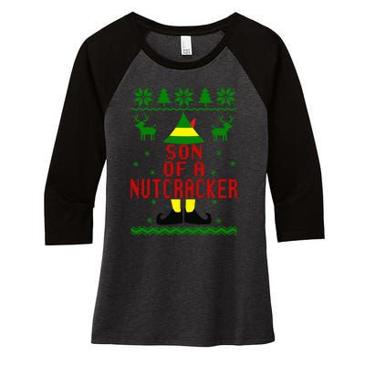 Ugly Christmas Sweater Son Of A Nutcracker Women's Tri-Blend 3/4-Sleeve Raglan Shirt