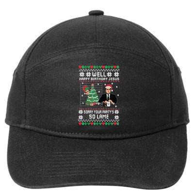 Ugly Christmas Sweater The Office Happy Birthday Jesus Sorry Your Party 7-Panel Snapback Hat