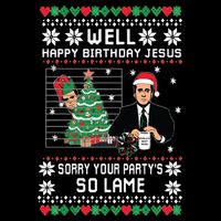 Ugly Christmas Sweater The Office Happy Birthday Jesus Sorry Your Party Drawstring Bag