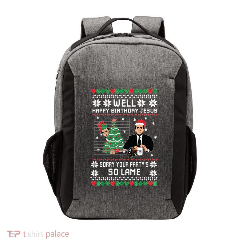 Ugly Christmas Sweater The Office Happy Birthday Jesus Sorry Your Party Vector Backpack