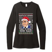 Ugly Christmas Sweater The Office SantaS Coming ThatS What She Said Womens CVC Long Sleeve Shirt