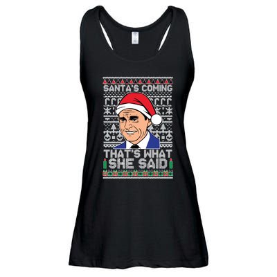 Ugly Christmas Sweater The Office SantaS Coming ThatS What She Said Ladies Essential Flowy Tank