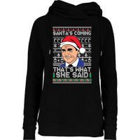 Ugly Christmas Sweater The Office SantaS Coming ThatS What She Said Womens Funnel Neck Pullover Hood