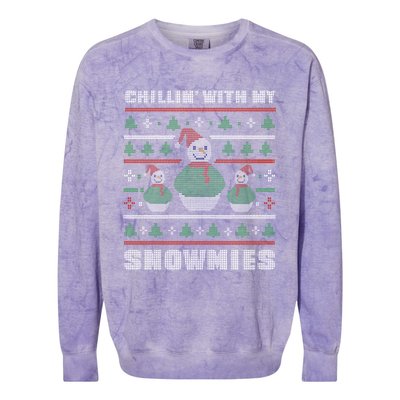 Ugly Christmas Sweater Alternative Chillin With My Snowmies Meaningful Gift Colorblast Crewneck Sweatshirt