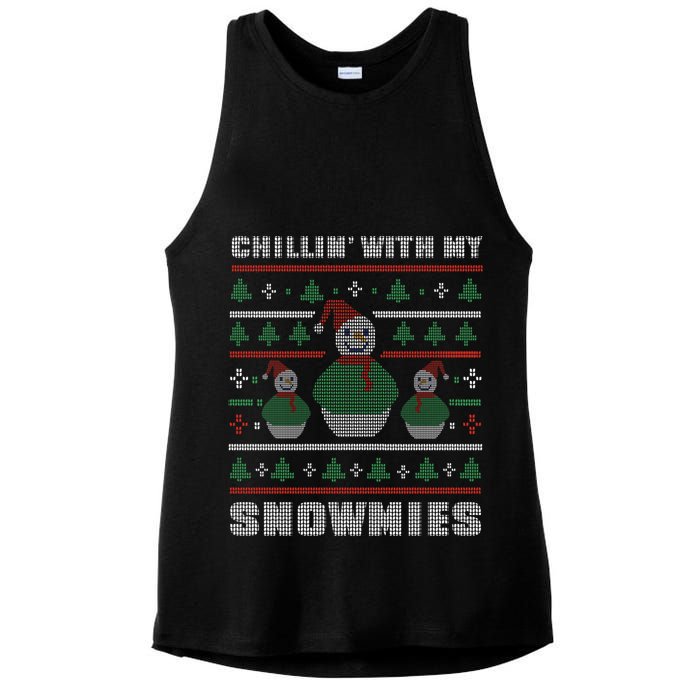 Ugly Christmas Sweater Alternative Chillin With My Snowmies Meaningful Gift Ladies PosiCharge Tri-Blend Wicking Tank