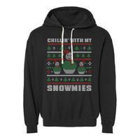 Ugly Christmas Sweater Alternative Chillin With My Snowmies Meaningful Gift Garment-Dyed Fleece Hoodie
