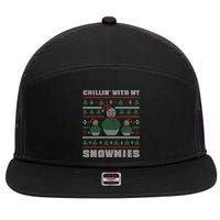 Ugly Christmas Sweater Alternative Chillin With My Snowmies Meaningful Gift 7 Panel Mesh Trucker Snapback Hat