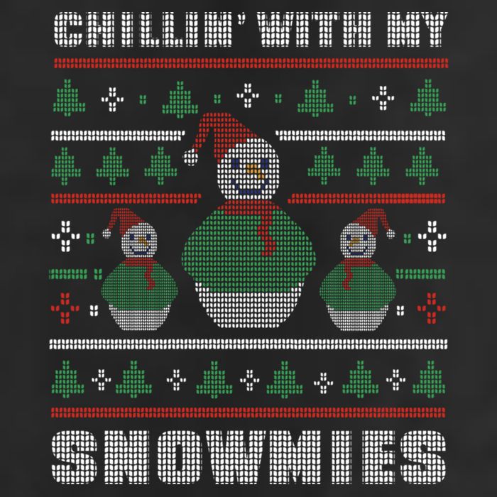 Ugly Christmas Sweater Alternative Chillin With My Snowmies Meaningful Gift 7 Panel Mesh Trucker Snapback Hat
