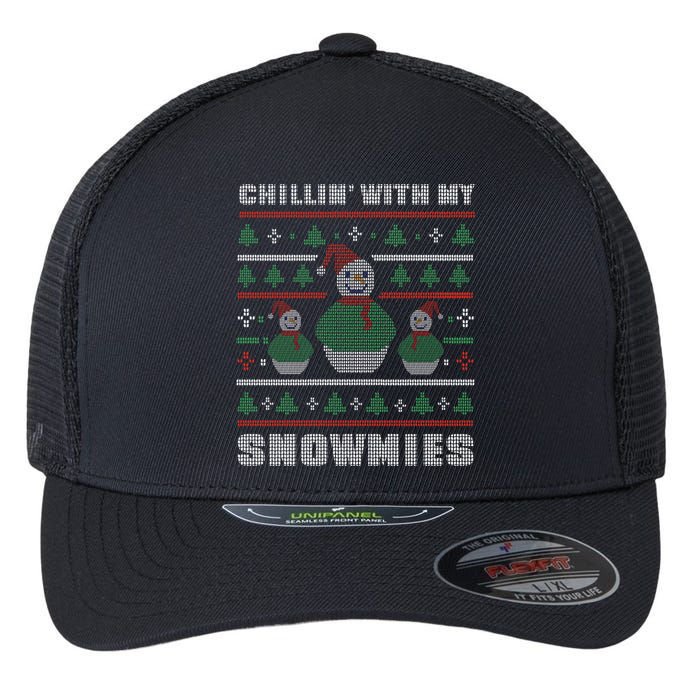 Ugly Christmas Sweater Alternative Chillin With My Snowmies Meaningful Gift Flexfit Unipanel Trucker Cap