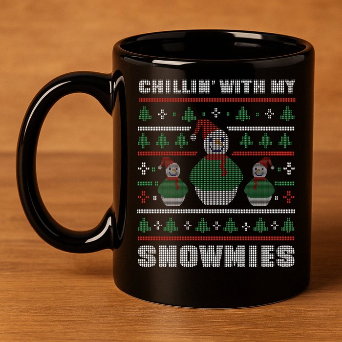 Ugly Christmas Sweater Alternative Chillin With My Snowmies Meaningful Gift 11oz C Handle Ceramic Mug