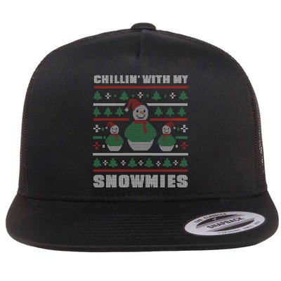 Ugly Christmas Sweater Alternative Chillin With My Snowmies Meaningful Gift Flatbill Hat