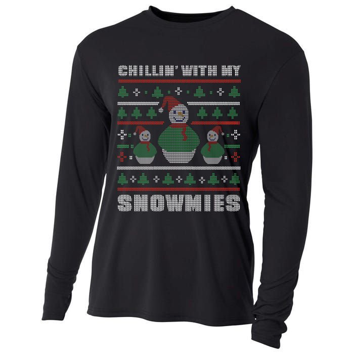 Ugly Christmas Sweater Alternative Chillin With My Snowmies Meaningful Gift Cooling Performance Long Sleeve Crew
