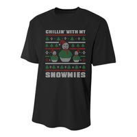 Ugly Christmas Sweater Alternative Chillin With My Snowmies Meaningful Gift Youth Performance Sprint T-Shirt