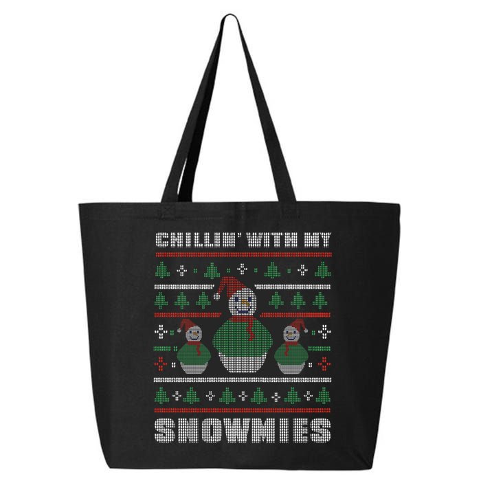 Ugly Christmas Sweater Alternative Chillin With My Snowmies Meaningful Gift 25L Jumbo Tote