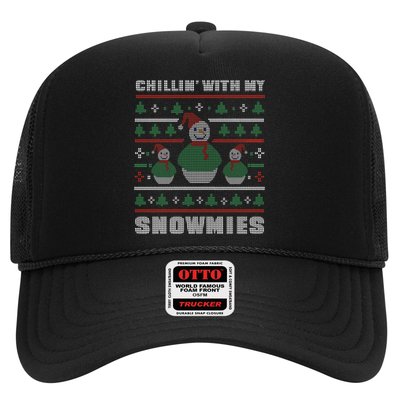 Ugly Christmas Sweater Alternative Chillin With My Snowmies Meaningful Gift Trucker Hat