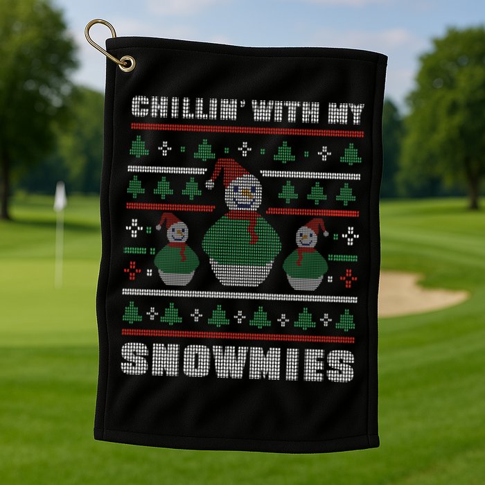 Ugly Christmas Sweater Alternative Chillin With My Snowmies Meaningful Gift Golf Towel