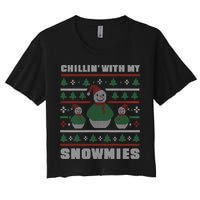 Ugly Christmas Sweater Alternative Chillin With My Snowmies Meaningful Gift Crop Top