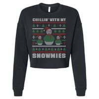 Ugly Christmas Sweater Alternative Chillin With My Snowmies Meaningful Gift Cropped Pullover Crew