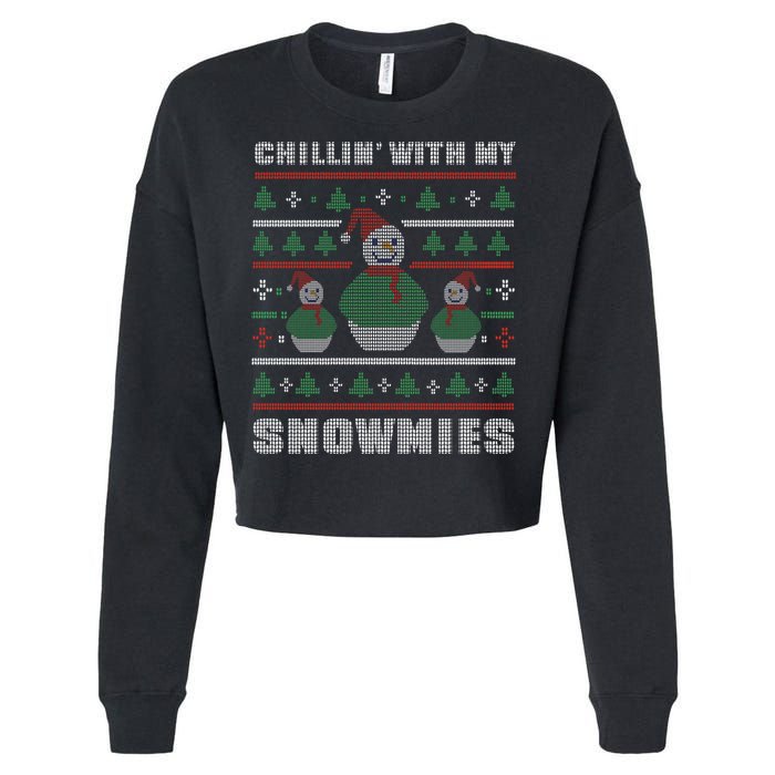 Ugly Christmas Sweater Alternative Chillin With My Snowmies Meaningful Gift Cropped Pullover Crew