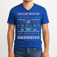 Ugly Christmas Sweater Alternative Chillin With My Snowmies Meaningful Gift V-Neck T-Shirt