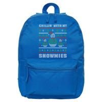 Ugly Christmas Sweater Alternative Chillin With My Snowmies Meaningful Gift 16 in Basic Backpack