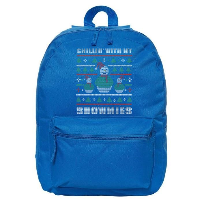 Ugly Christmas Sweater Alternative Chillin With My Snowmies Meaningful Gift 16 in Basic Backpack