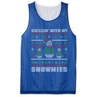 Ugly Christmas Sweater Alternative Chillin With My Snowmies Meaningful Gift Mesh Reversible Basketball Jersey Tank