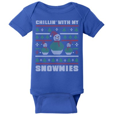 Ugly Christmas Sweater Alternative Chillin With My Snowmies Meaningful Gift Baby Bodysuit
